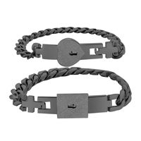 1 Pair Fashion Heart Shape Lock Titanium Steel Plating Bracelets main image 3