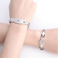 1 Pair Fashion Heart Shape Lock Titanium Steel Plating Bracelets main image 4