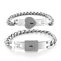 1 Pair Fashion Heart Shape Lock Titanium Steel Plating Bracelets main image 6