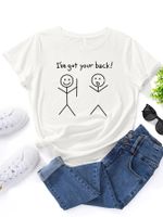 Women's T-shirt Short Sleeve T-shirts Printing Casual Human Cartoon Letter main image 1