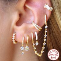 1 Piece Fashion Water Droplets Flower Sterling Silver Plating Zircon Drop Earrings main image 5
