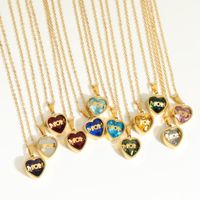 201 Stainless Steel 304 Stainless Steel Glass MAMA Simple Style Inlay Heart Shape Birthstone Zircon Pendant Necklace main image 1