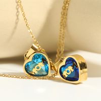 201 Stainless Steel 304 Stainless Steel Glass MAMA Simple Style Inlay Heart Shape Birthstone Zircon Pendant Necklace main image 4
