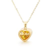 201 Stainless Steel 304 Stainless Steel Glass MAMA Simple Style Inlay Heart Shape Birthstone Zircon Pendant Necklace sku image 4
