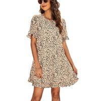 Women's A-line Skirt Fashion Round Neck Printing Short Sleeve Leopard Knee-length Daily main image 5