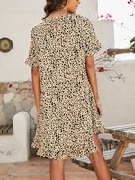 Women's A-line Skirt Fashion Round Neck Printing Short Sleeve Leopard Knee-length Daily main image 4