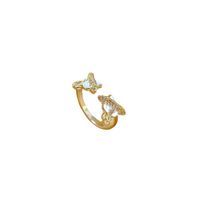 Brass Fashion Enamel Heart Shape Zircon Open Ring main image 3
