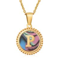 1 Pièce Décontractée Lettre Acier Inoxydable Placage Incruster Coquille Pendentif sku image 16