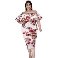 Women's Pencil Skirt Elegant Collarless Printing Short Sleeve Printing Midi Dress Street main image 3