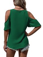Women's T-shirt Short Sleeve T-shirts Patchwork Lace British Style Solid Color main image 5