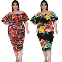 Women's Pencil Skirt Elegant Collarless Printing Short Sleeve Printing Midi Dress Street main image 6