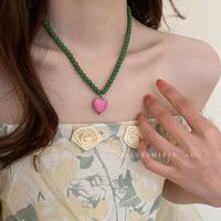 1 Piece Fashion Heart Shape Flower Butterfly Alloy Inlay Zircon Women's Pendant Necklace sku image 13