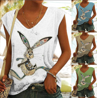 Vintage Style Rabbit Cotton Blend V Neck Vest main image 1