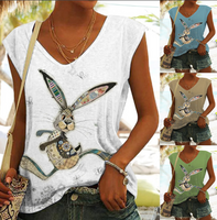 Vintage Style Rabbit Cotton Blend V Neck Vest main image 6