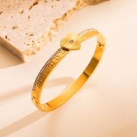 Fashion Round Devil's Eye Heart Shape Stainless Steel Plating Hollow Out Inlay Zircon Gold Plated Bangle main image 4