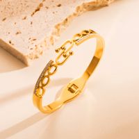 Fashion Round Devil's Eye Heart Shape Stainless Steel Plating Hollow Out Inlay Zircon Gold Plated Bangle main image 2