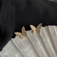 Style Simple Papillon Alliage Placage Pierres Précieuses Artificielles Femmes Boucles D'oreilles main image 2