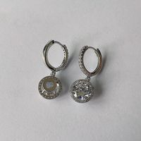 1 Pair Geometric Copper Inlay Zircon Dangling Earrings main image 3
