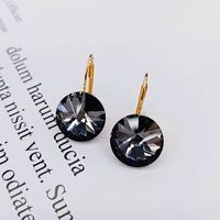 1 Par Moda Ronda Aleación Cristal Austriaco Mujeres Pendientes De Gota sku image 17