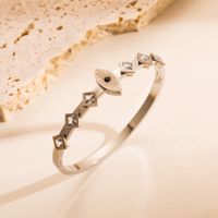 Fashion Round Devil's Eye Heart Shape Stainless Steel Plating Hollow Out Inlay Zircon Gold Plated Bangle sku image 2