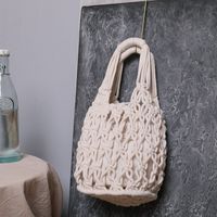 Women's Vacation Solid Color Cotton Rope Shopping Bags main image 4