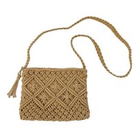 Women's Small Straw Solid Color Beach Square Zipper Crossbody Bag main image 4