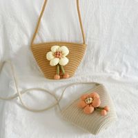 Women's Mini Straw Flower Fashion Bucket Zipper Crossbody Bag main image 1