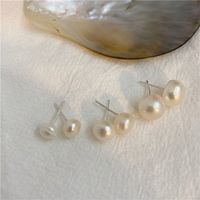1 Pair Retro Solid Color Plating Freshwater Pearl Ear Studs main image 1