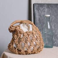 Women's Vacation Solid Color Cotton Rope Shopping Bags main image 2