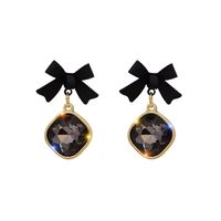 1 Pair Lady Bow Knot Metal Inlay Artificial Gemstones Women's Drop Earrings main image 4