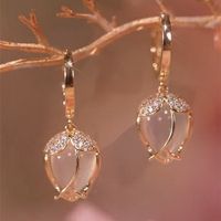 1 Pair Sweet Flower Alloy Inlay Opal Women's Drop Earrings sku image 1