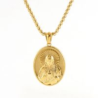 304 Stainless Steel 18K Gold Plated Artistic Plating Faith Titanium Steel Pendant Necklace main image 2