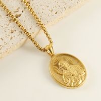 304 Stainless Steel 18K Gold Plated Artistic Plating Faith Titanium Steel Pendant Necklace main image 1