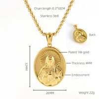304 Stainless Steel 18K Gold Plated Artistic Plating Faith Titanium Steel Pendant Necklace sku image 1