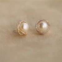 1 Pair Fashion Heart Shape Flower Bow Knot Copper Inlay Artificial Pearls Zircon Earrings main image 4