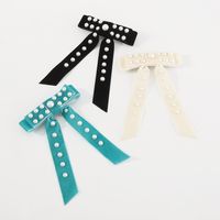 Women's Elegant Bow Knot Imitation Pearl Flannel Hair Clip main image 7