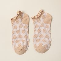 Women's Fashion Heart Shape Cotton Jacquard Ankle Socks A Pair sku image 9