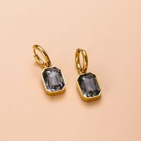 1 Pair Retro Square Heart Shape Plating Inlay 304 Stainless Steel Zircon Drop Earrings main image 4