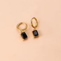 1 Pair Retro Square Heart Shape Plating Inlay 304 Stainless Steel Zircon Drop Earrings main image 6