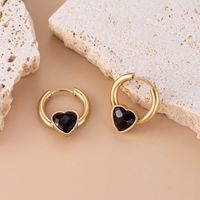 1 Pair Retro Square Heart Shape Plating Inlay 304 Stainless Steel Zircon Drop Earrings main image 2
