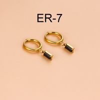 1 Pair Retro Square Heart Shape Plating Inlay 304 Stainless Steel Zircon Drop Earrings sku image 1
