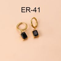 1 Pair Retro Square Heart Shape Plating Inlay 304 Stainless Steel Zircon Drop Earrings sku image 3