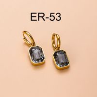 1 Pair Retro Square Heart Shape Plating Inlay 304 Stainless Steel Zircon Drop Earrings sku image 4