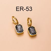 1 Paire Rétro Carré Forme De Cœur Placage Incruster Acier Inoxydable 304 Zircon Boucles D'oreilles sku image 4