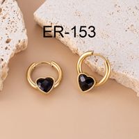 1 Pair Retro Square Heart Shape Plating Inlay 304 Stainless Steel Zircon Drop Earrings sku image 2