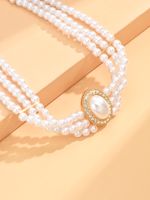 1 Pieza Elegante Oval Perla De Imitación En Capas Embutido Diamantes De Imitación Mujeres Gargantilla main image 3