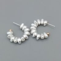 1 Pair Simple Style C Shape Plating Baroque Pearls 14k Gold Plated Ear Studs main image 5