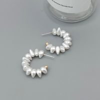 1 Paire Style Simple Forme C Placage Perles Baroques Plaqué Or 14k Boucles D'oreilles main image 2