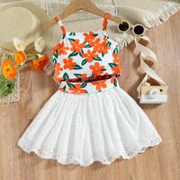 Simple Style Flower Lace Hollow Out Backless Cotton Girls Dresses main image 4