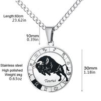 Simple Style Streetwear Round Constellation 302 Stainless Steel Carving Unisex Pendant Necklace main image 4